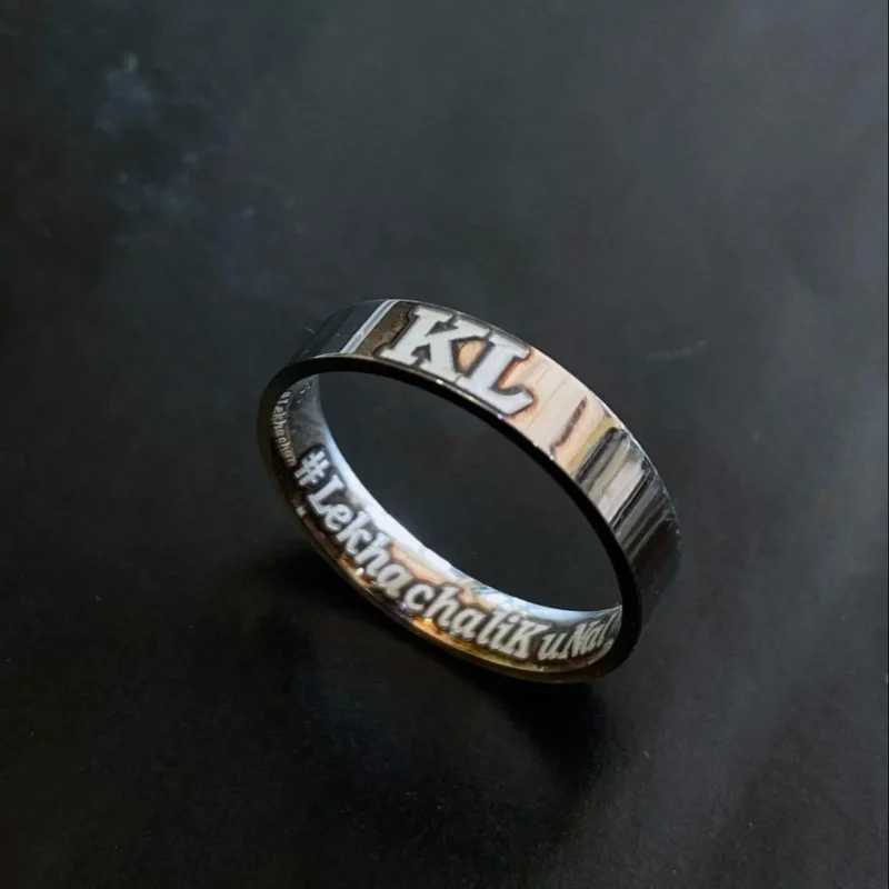 Personalised Wedding Band with hashtag