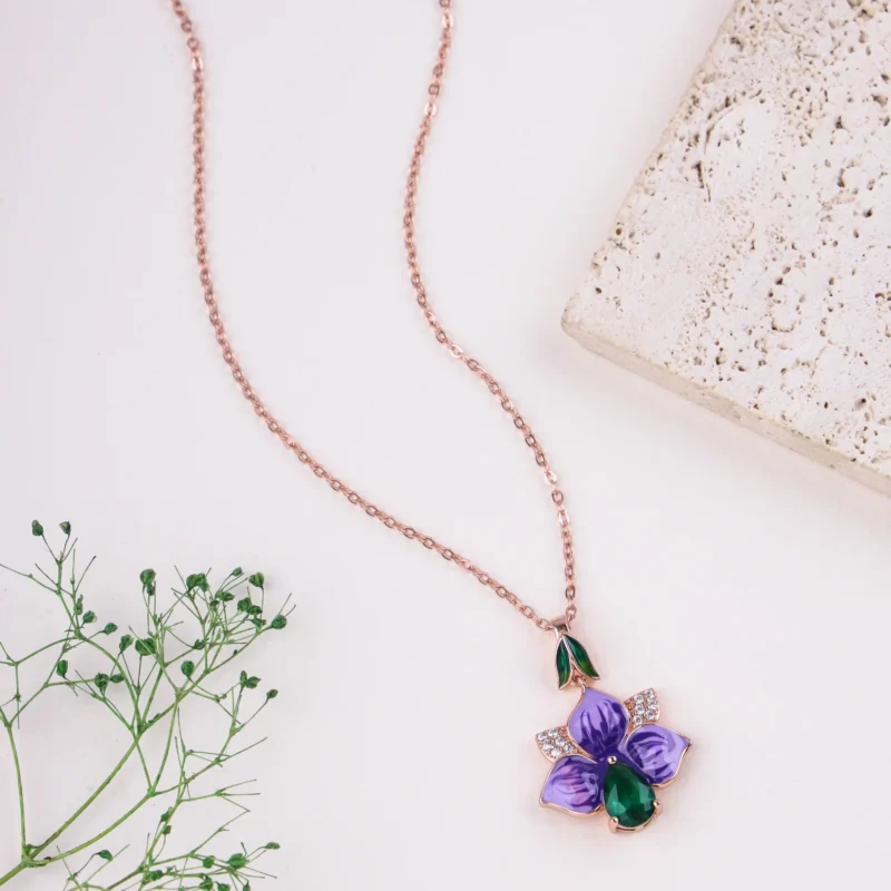 Enchanted Orchid Bloom Necklace (Rose Gold)