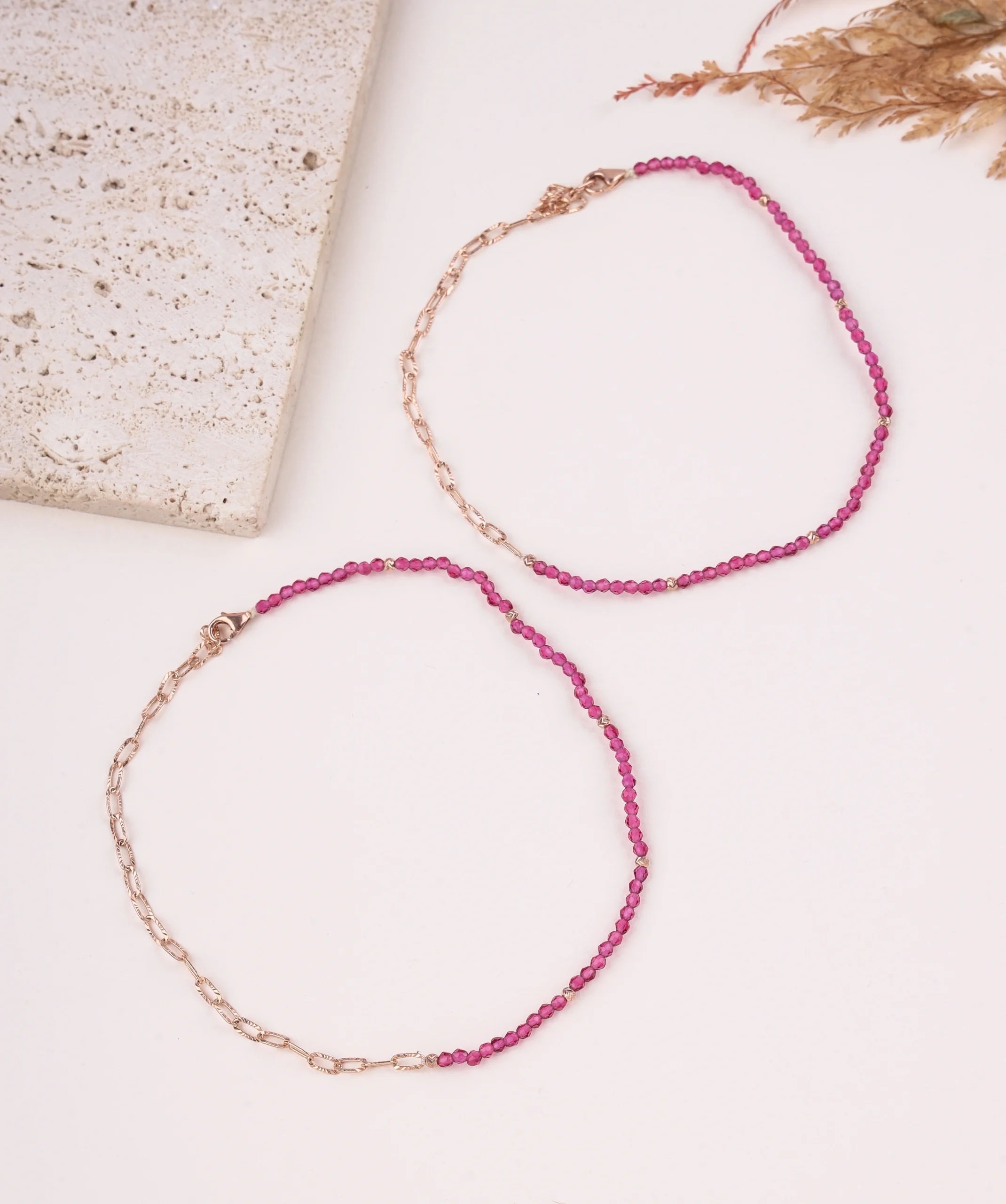 Ruby Radiance Silver Anklet