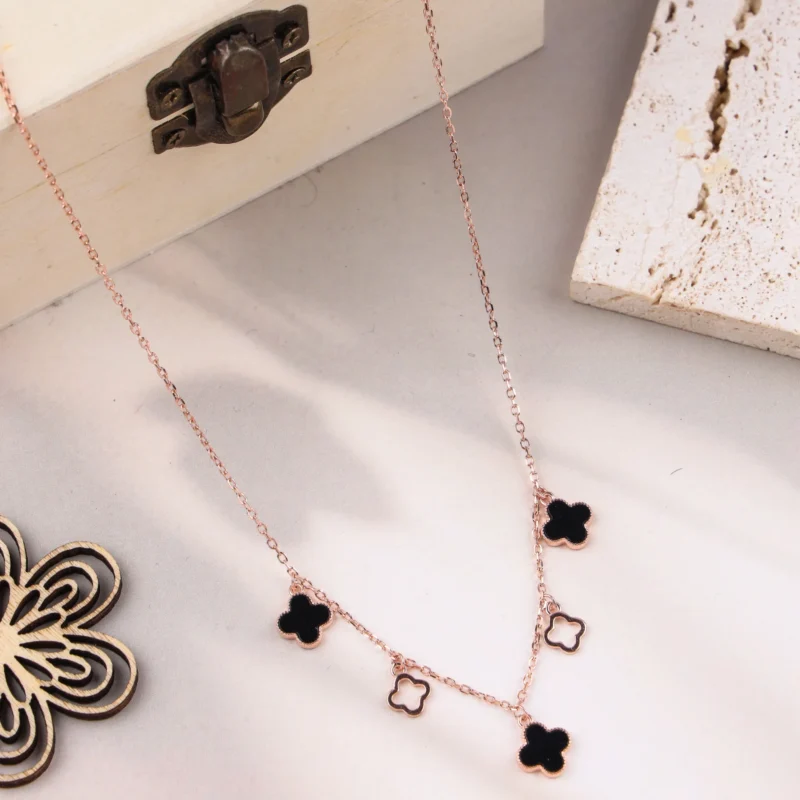 Mystic Clover Dangle Necklace (Rose Gold)