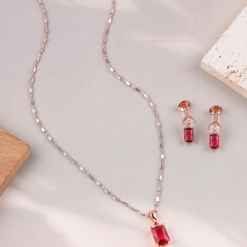 Crimson Prism Dainty Set (Rose Gold)