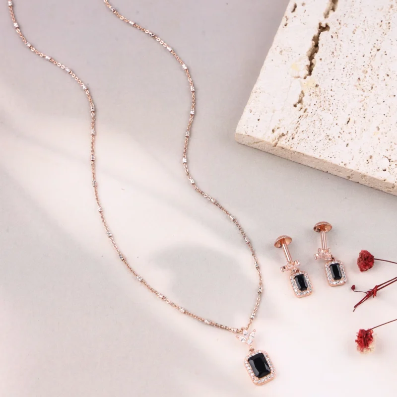 Onyx Black Dainty Set (Rose Gold)