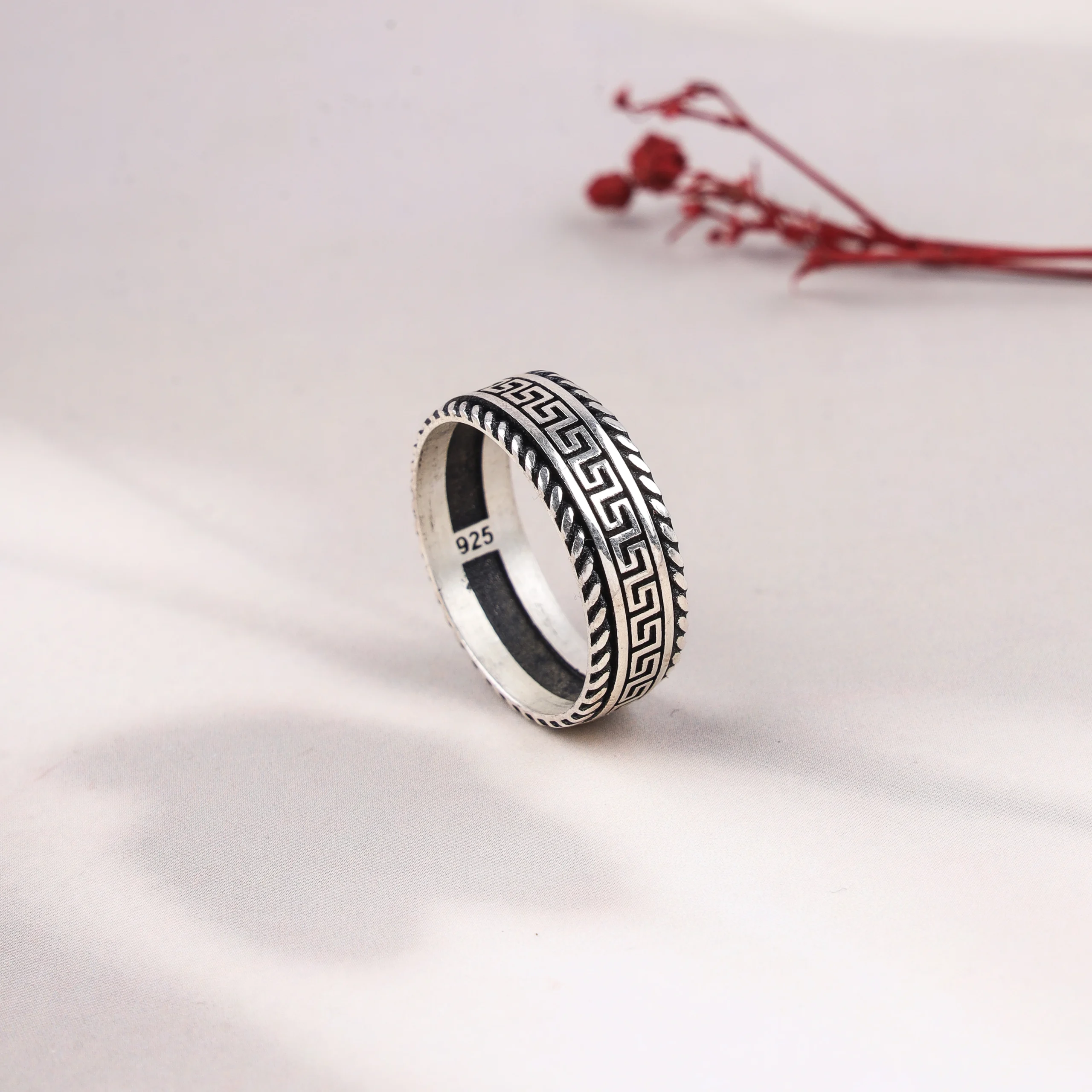 Dual Texture Greek Band Ring