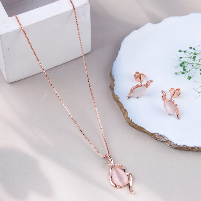The Cat's Eye Teardrop Set (Rose Gold)