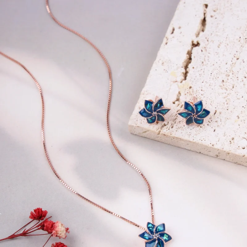 The Lapis Bloom Rose Gold Dainty Set (Rose Gold)