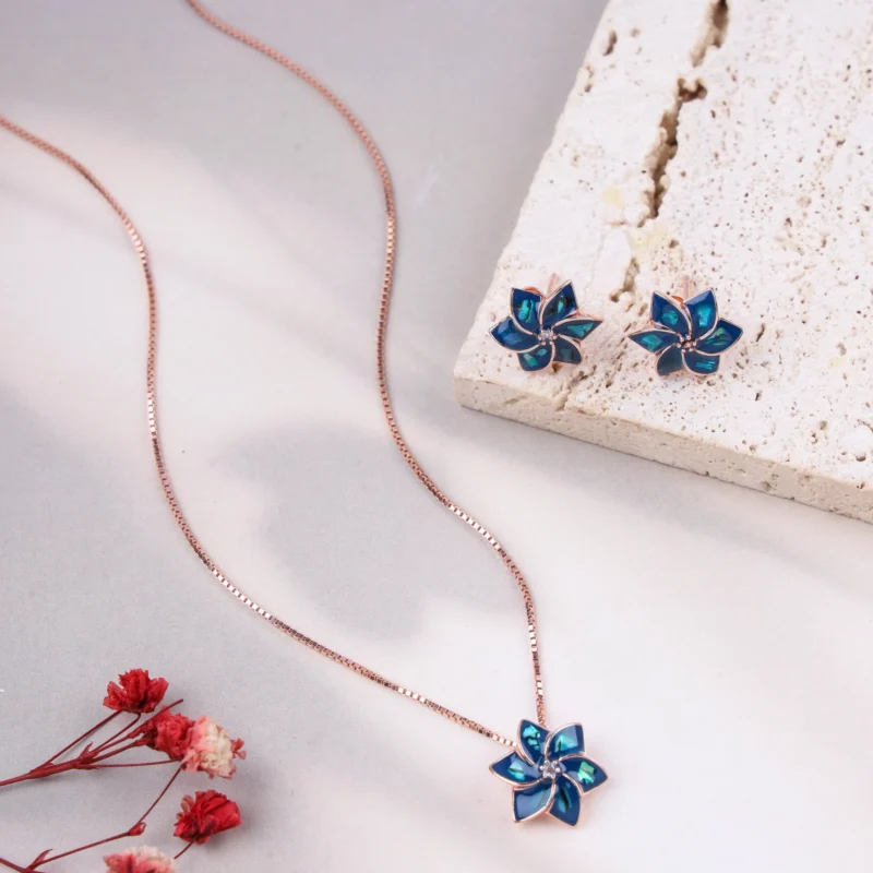 The Lapis Bloom Rose Gold Dainty Set (Rose Gold)