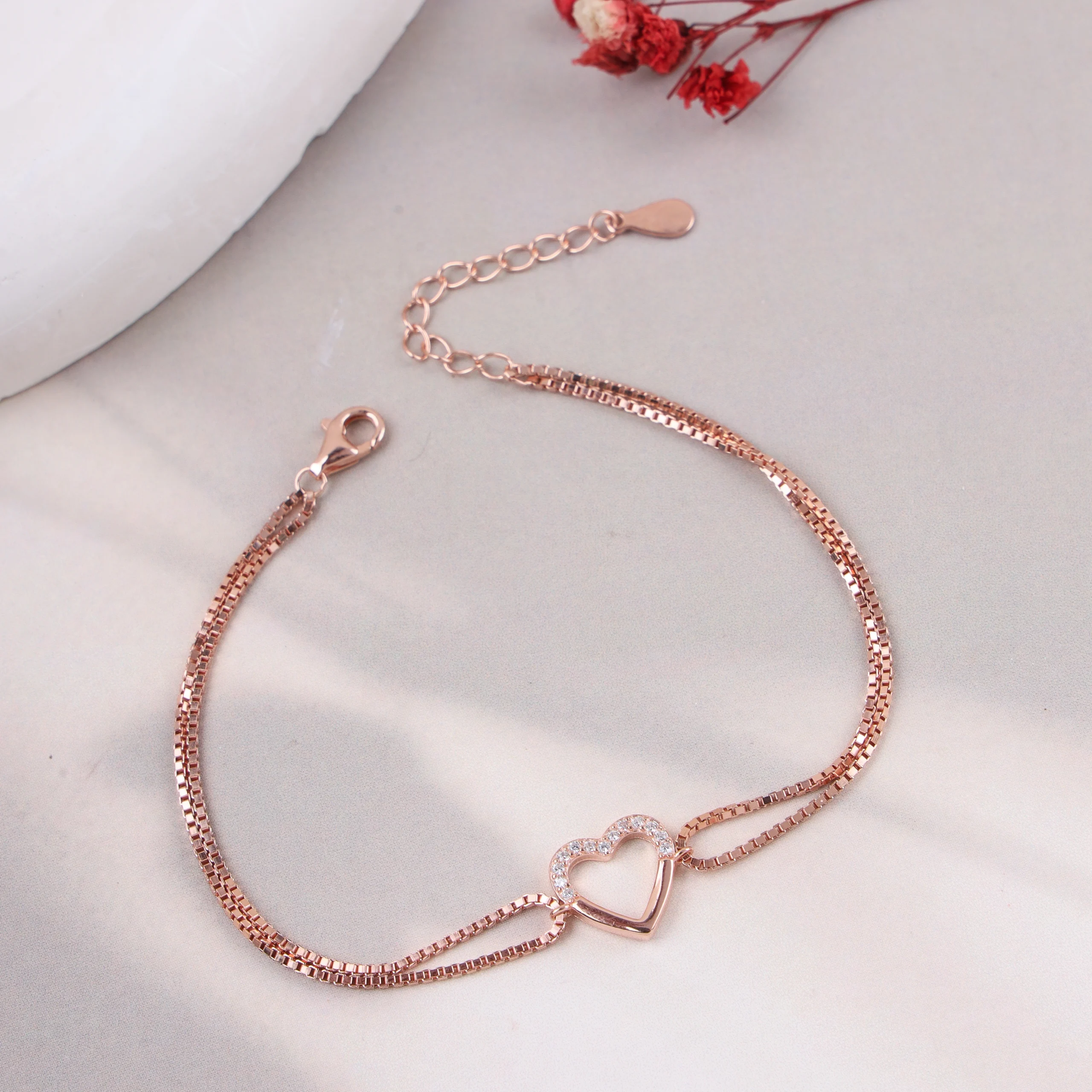 Layered Heart Bracelet Rosegold