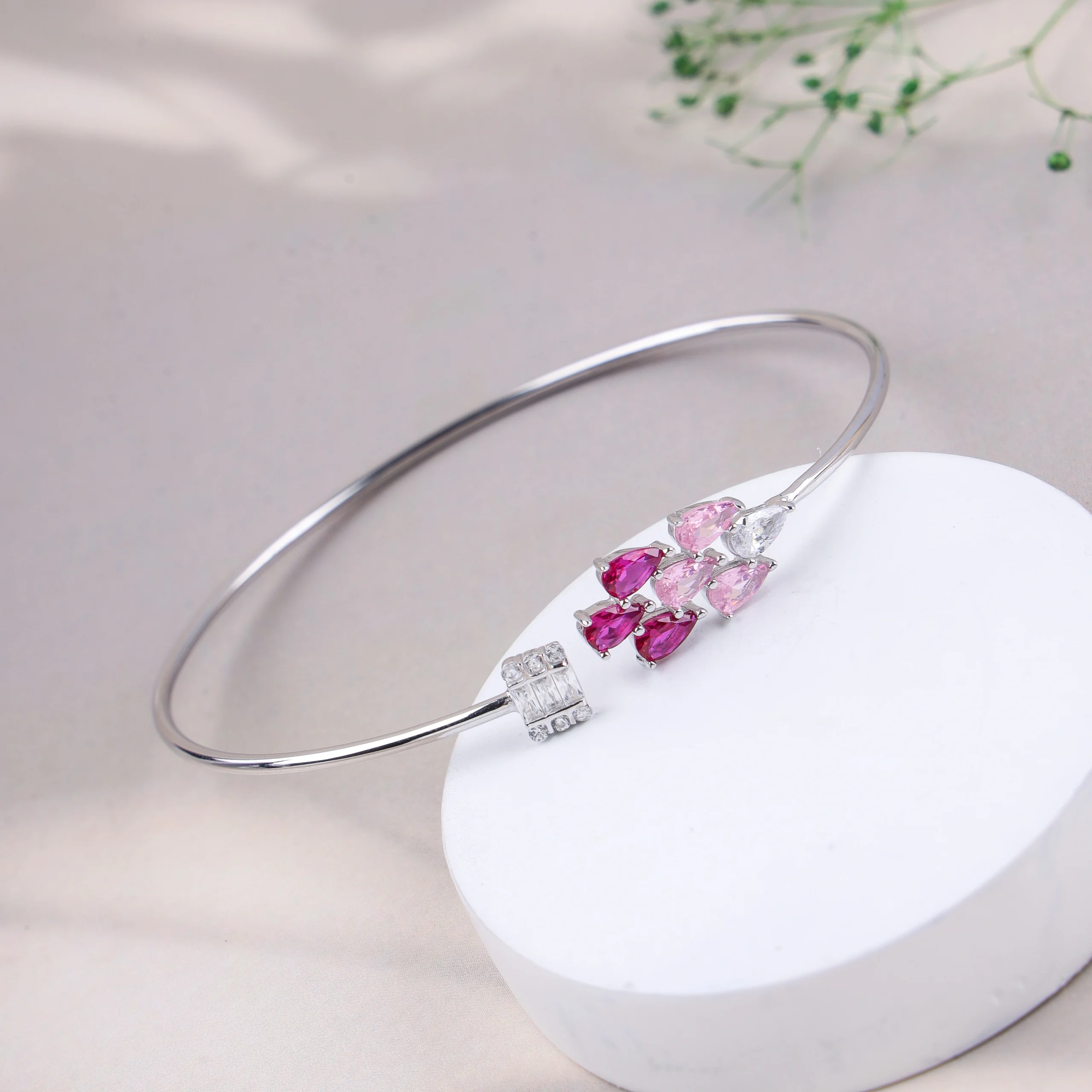 Petal Pink Cascade Cuff (Silver)