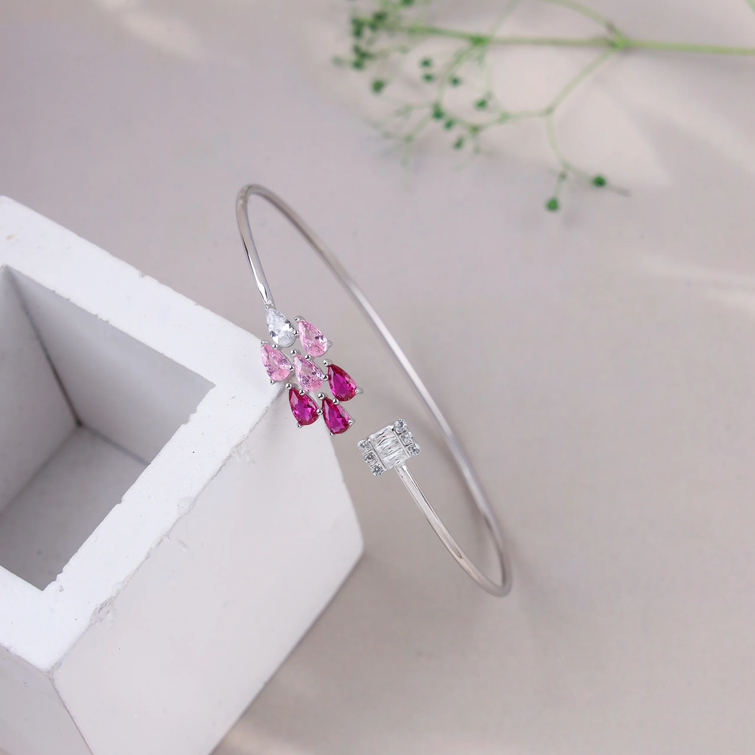 Petal Pink Cascade Cuff (Silver) - Image 2