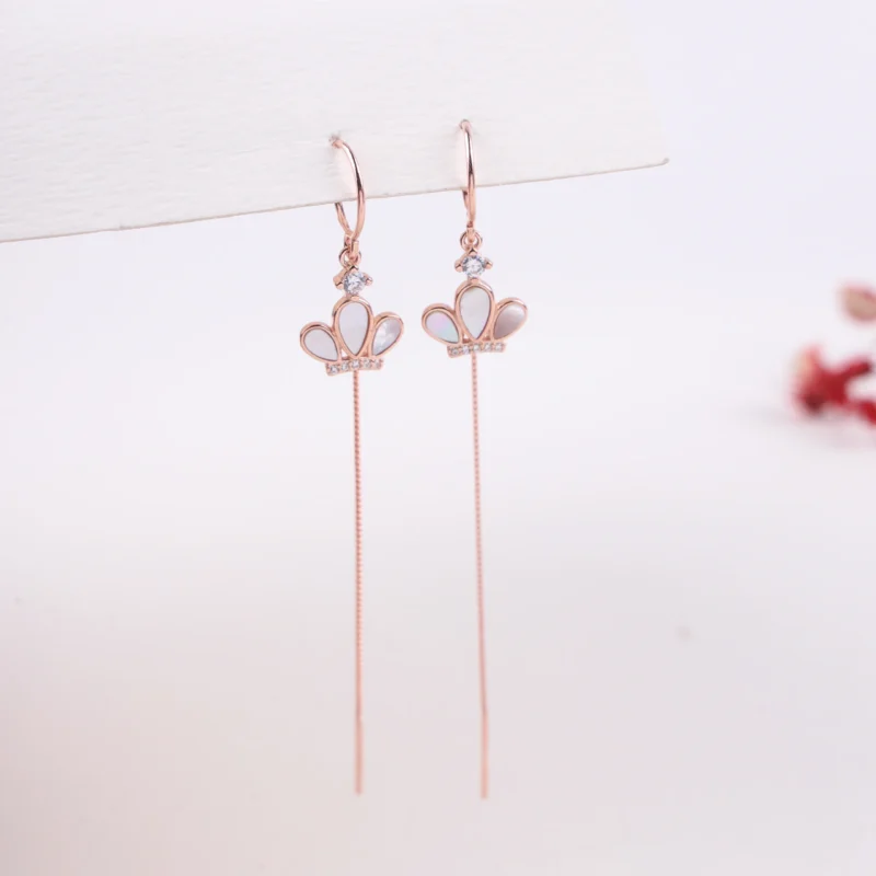 Mother Of Pearl Threader Dangles (Rose Gold)