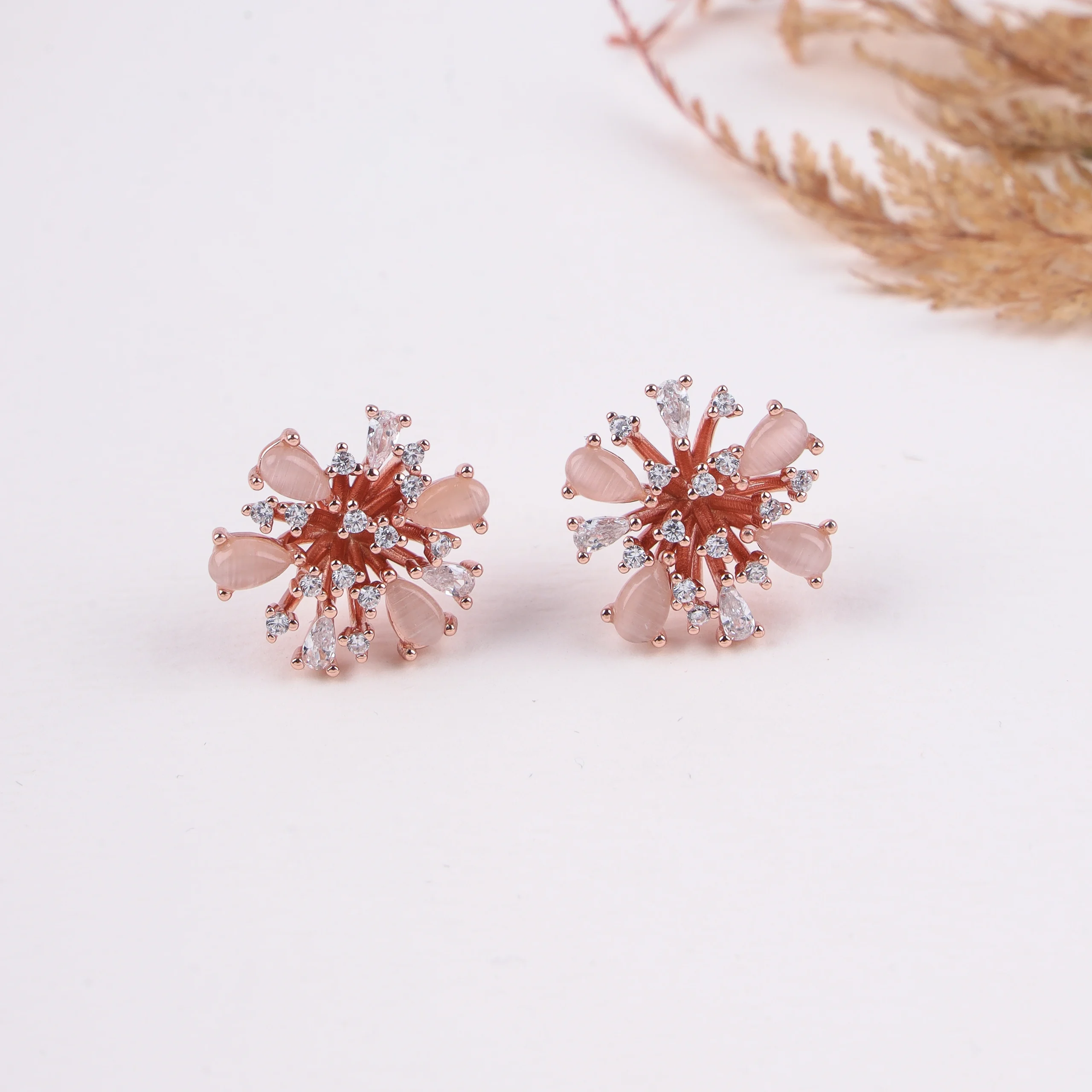 Rose Burst Earrings (Rose Gold)