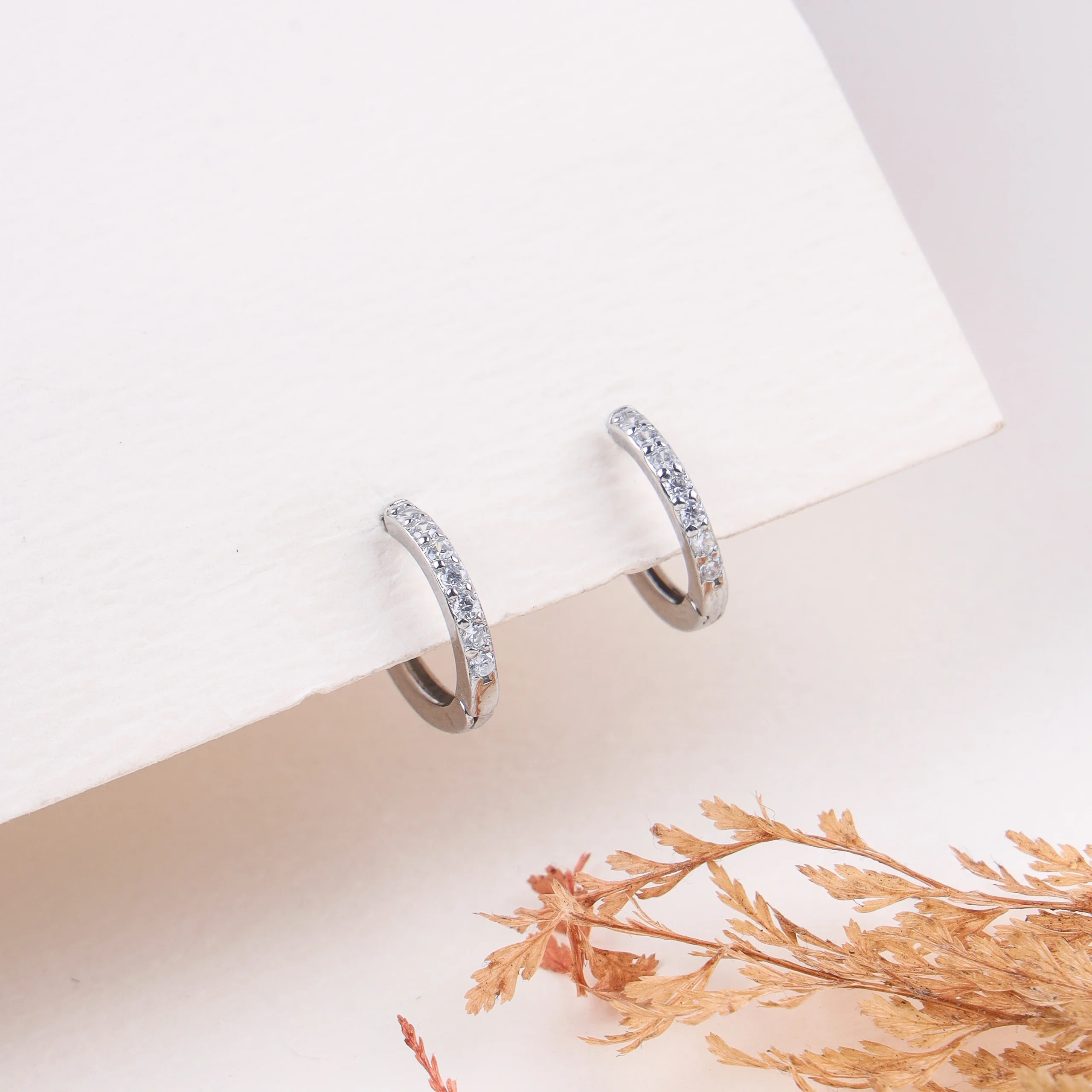 Curved Sparkle Hoops (Silver)