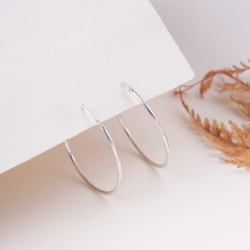 Sleek And Simple Hoops (Silver)