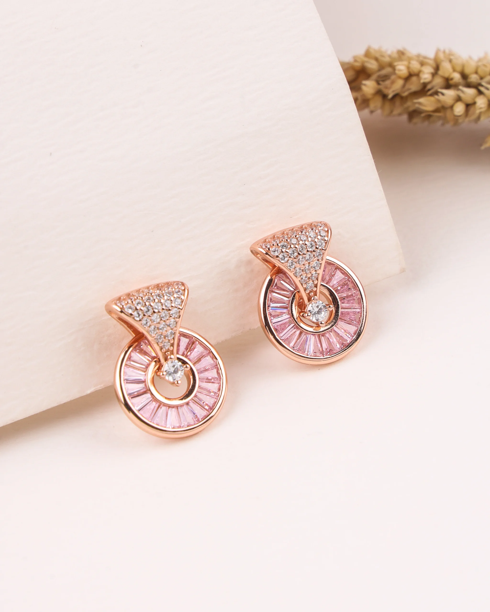 Art Deco Fan Studs (Rose Gold)