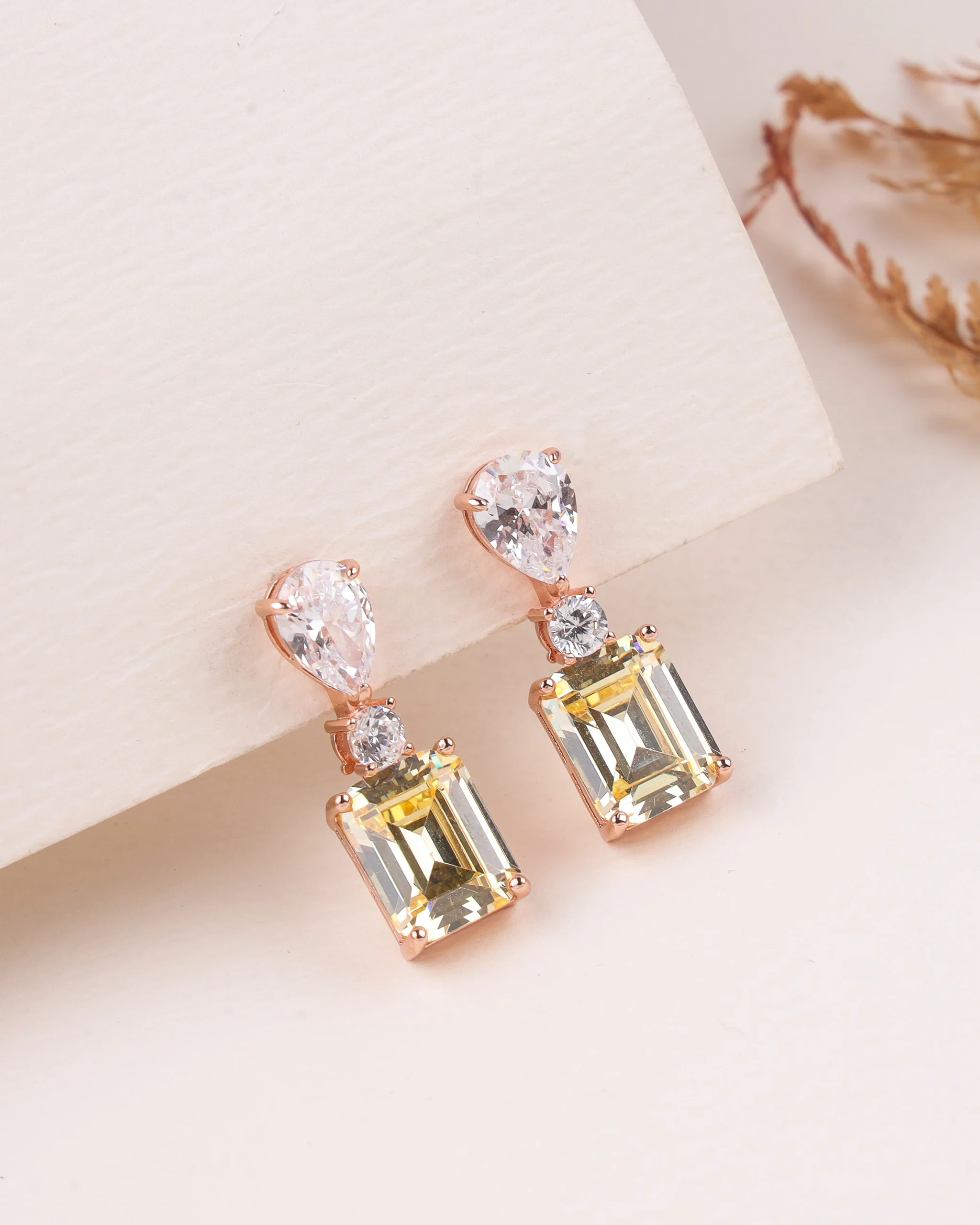 Champagne Solitaire Drops (Rose Gold)