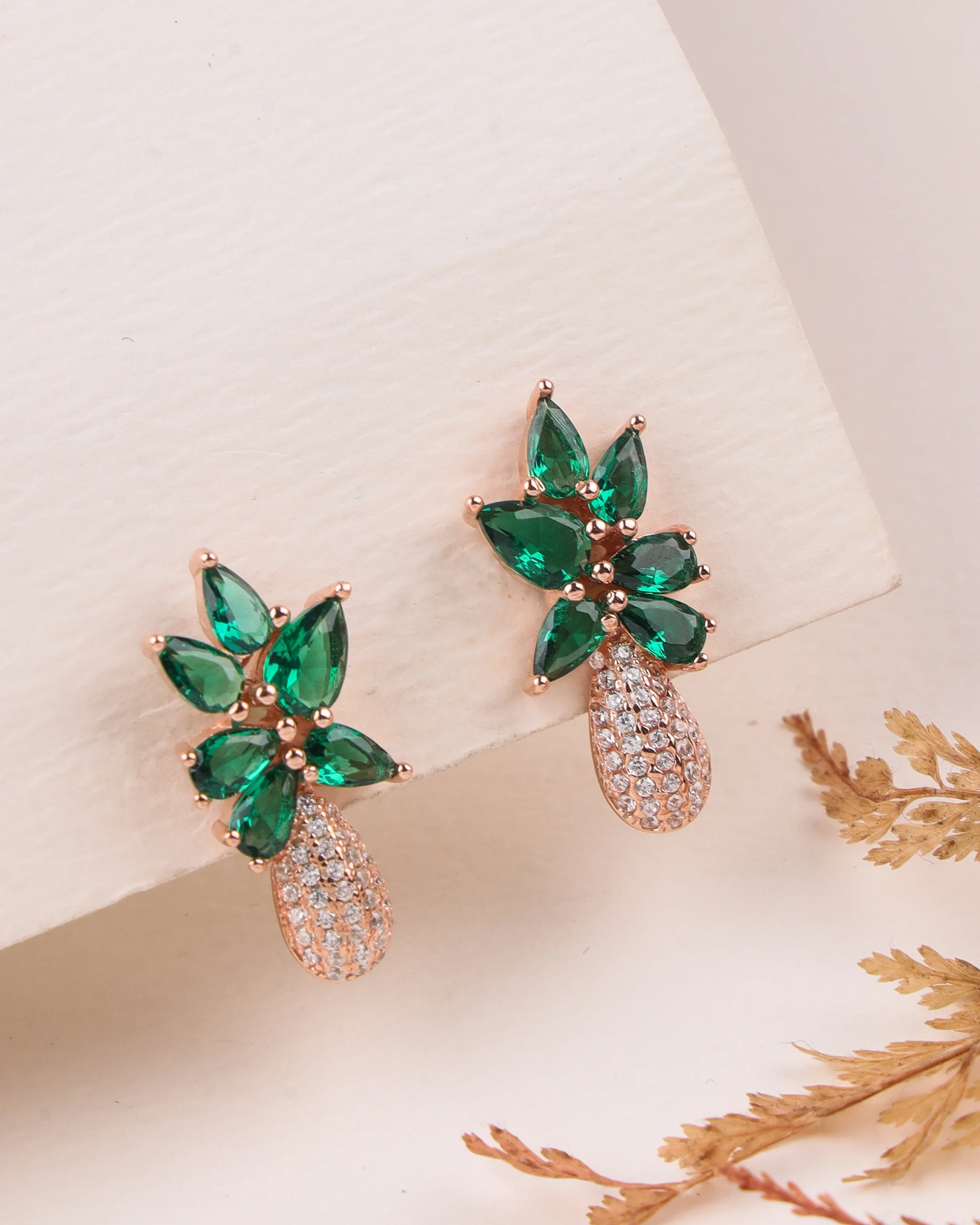 Emerald Cluster Drops (Rose Gold)