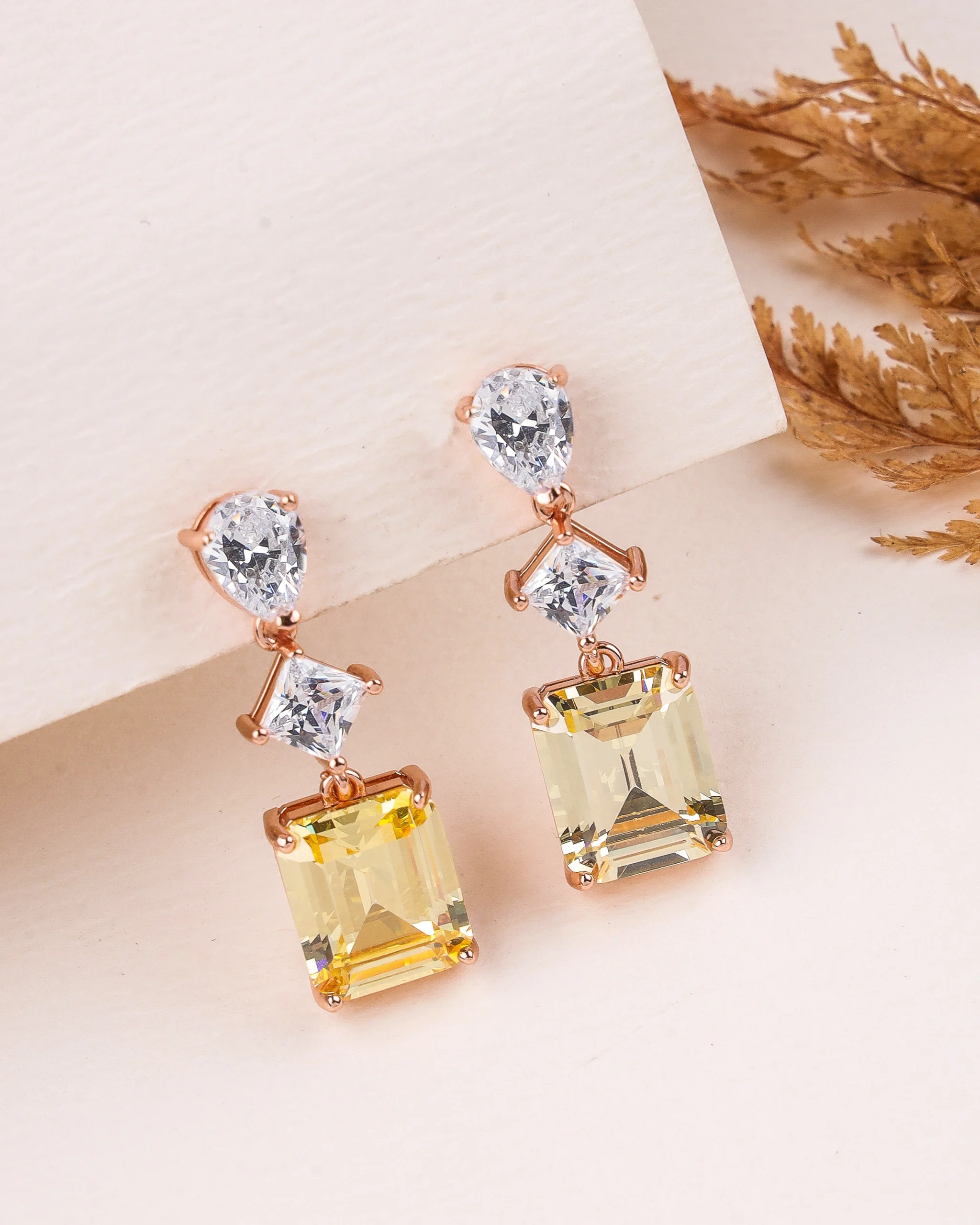 Yellow Sapphire Cascade Drops (Rose Gold)