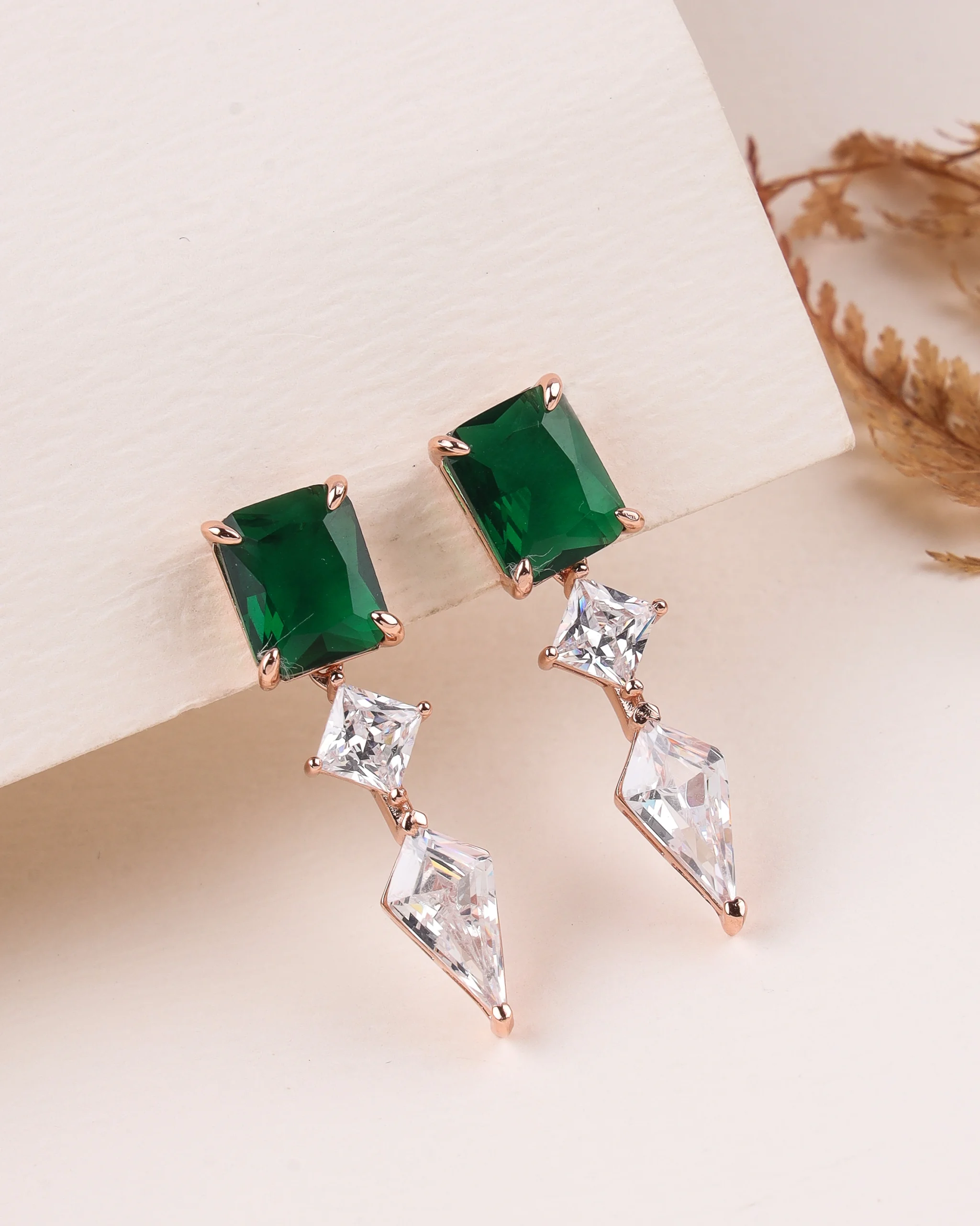 Green Lightning Drops (Rose Gold)
