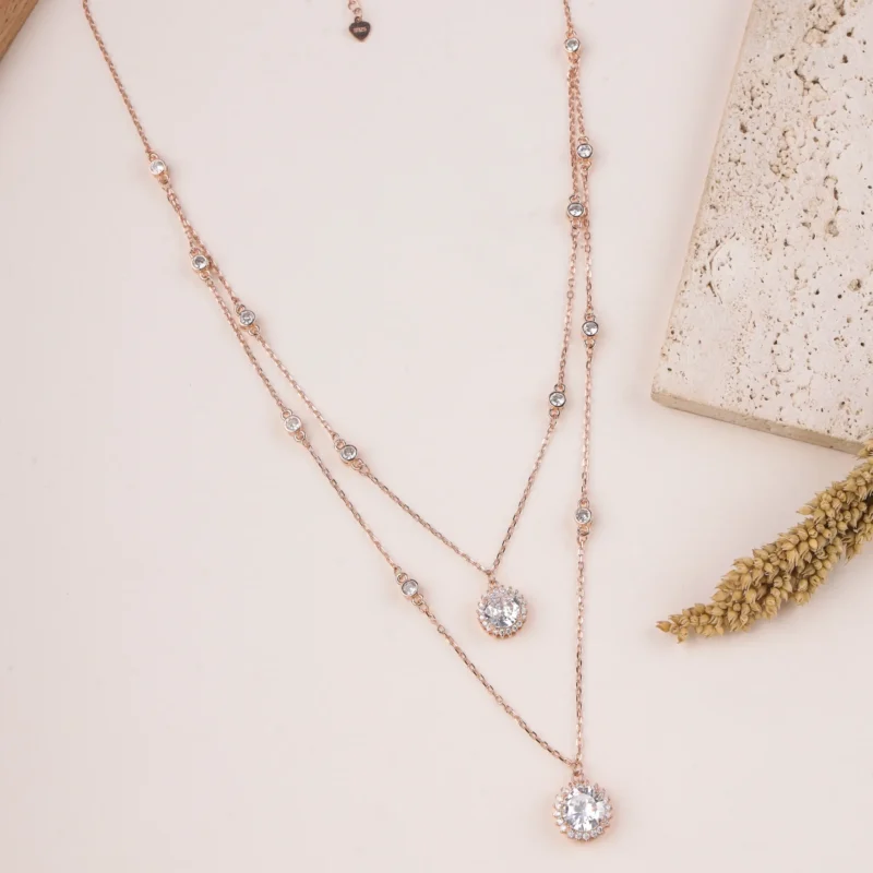 Marquise Layered Necklace (Rose Gold)