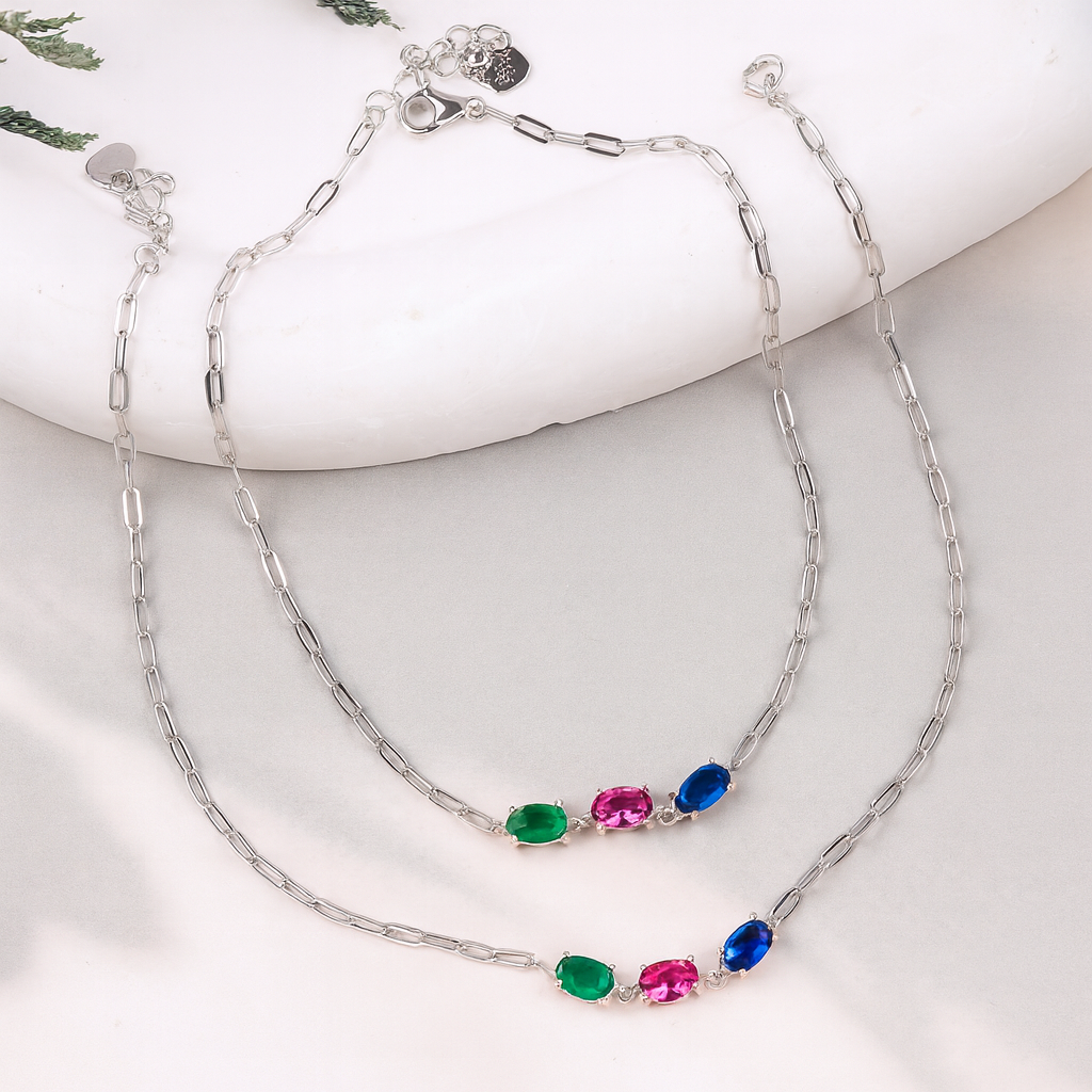 Trinity Luxe Silver Anklet